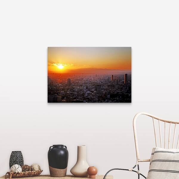 Winter Sunset Over Tokyo With Mount Fuji In Distance Japan Canvas Wall Art Overstock 16471278