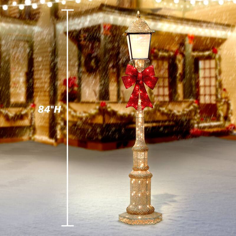 Puleo International 84" Pre-Lit Outdoor Lamp Post with 150 Warm White LED Lights