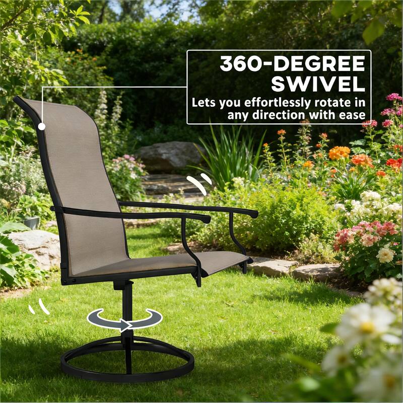 GDFStudio - Nathan Outdoor Dining Swivel Chairs Crafted for Elevated Comfort and Easy Movement