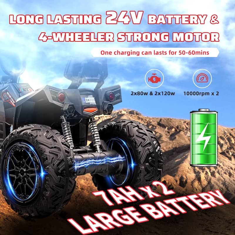 24V Kids ATV Ride on Car 4WD Quad Electric Vehicle