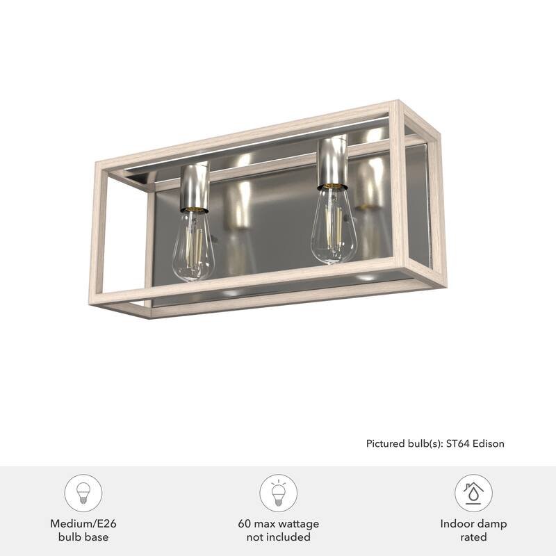 Hunter Squire Manor 2-Light Vanity Wall Light, Modern Farmhouse, Transitional - Damp Rated!