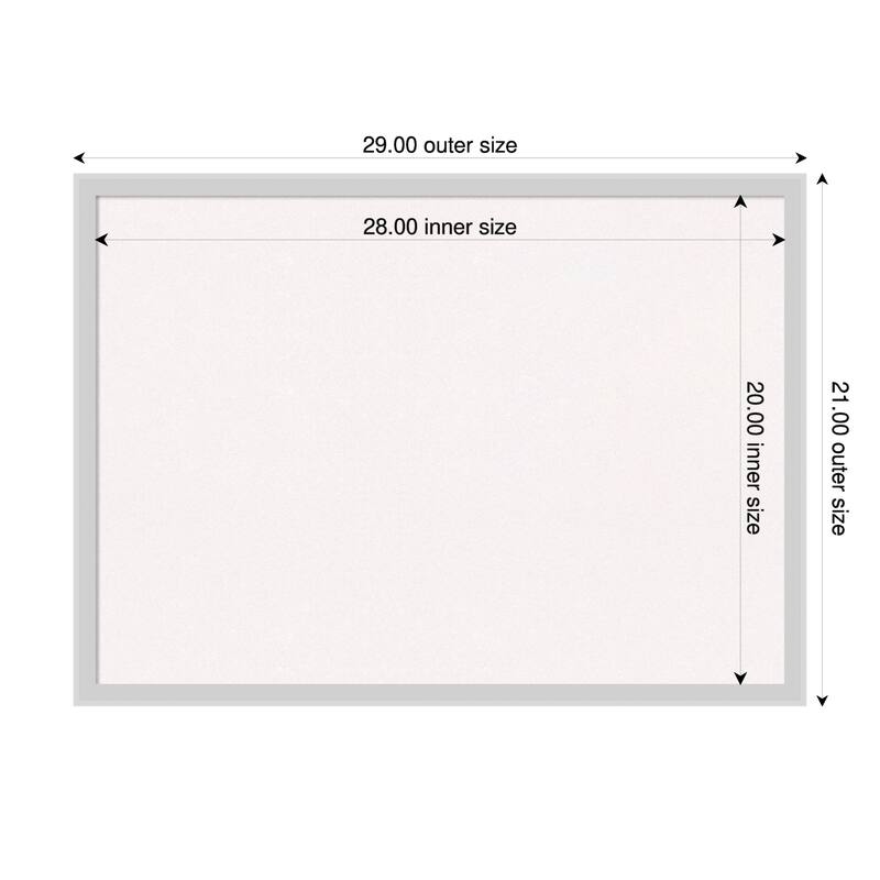 Incline Silver Wood Framed Cork Board - Bulletin Board, Organization Board, Pin Board - White - 29 x 21 in