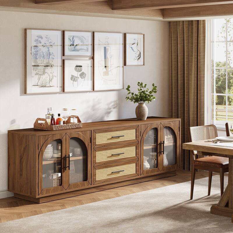 70.9" Mid-century Modern TV Stand for Up to 80" TVs, Entertainment Center for Living Room - 13.78" D x 70.87" W x 21.65" H