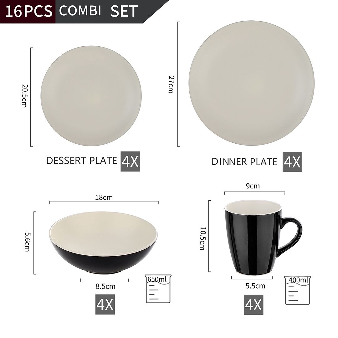 vancasso Allegro 16-pc Silk Matte Dinnerware Set, Service for ...