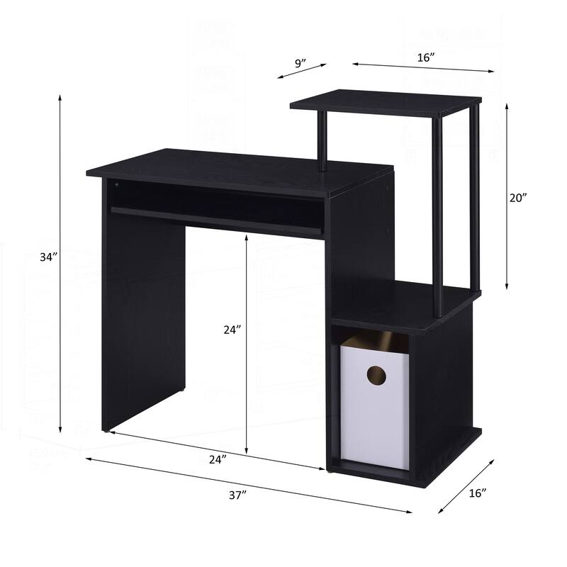 Versatile Metal and Wood Computer Desk with Integrated Storage Options