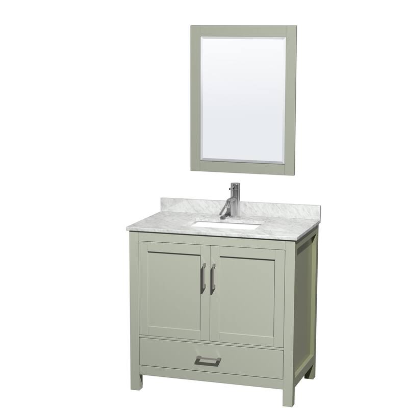 Wyndham Collection WCS141436SUNSM24 Sheffield 36" Free Standing Single - Light Green / Brushed Nickel Hardware - Painted