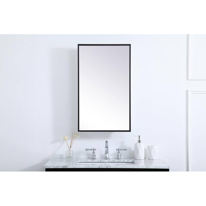 Lulu Mirrored Rectangular 2-shelf Medicine Cabinet - 17" - Black