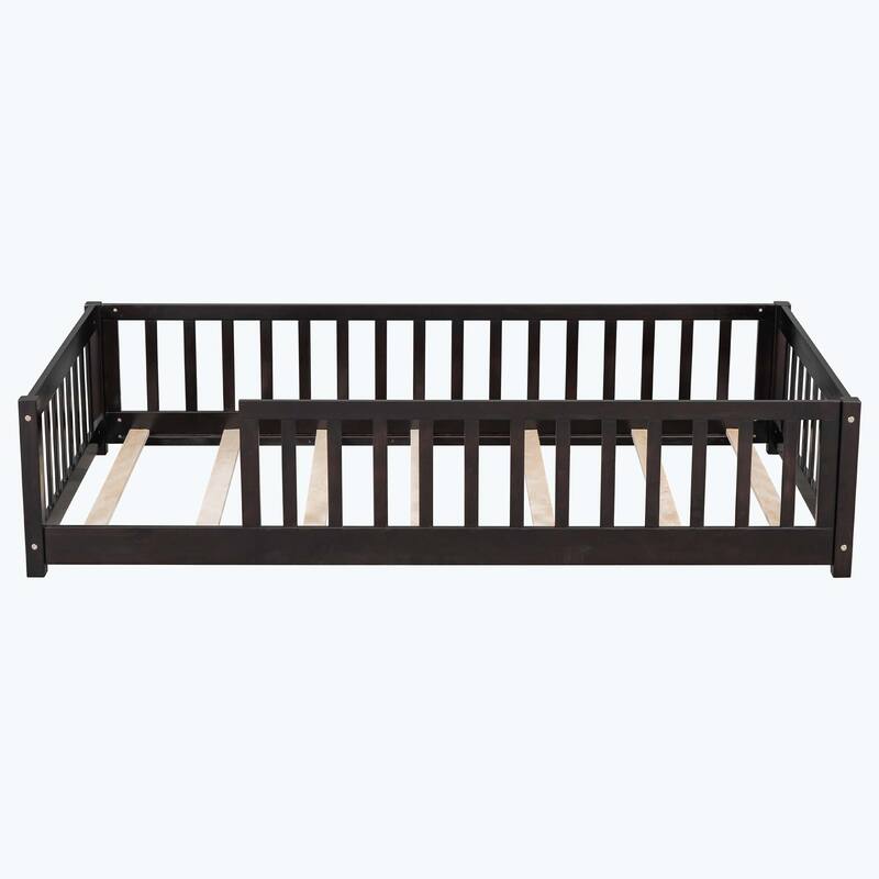 Durable Floor Platform Bed with Fence