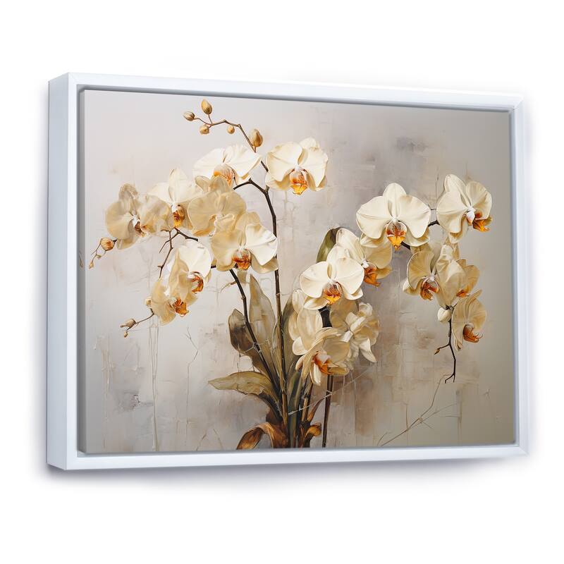 Designart "Minimalism Orchid Blossoms In Delicate Abstraction" Orchids Framed Wall Decor