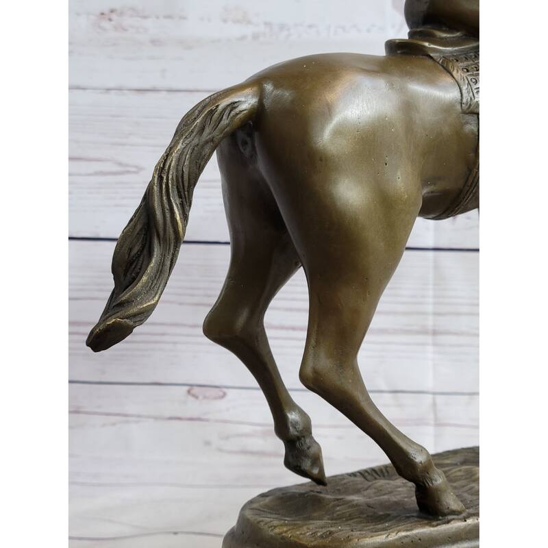 Fine Quality Signed Bronze Of A Imitative Horse And Jockey Polo Academy Racing Sculpture Kentucky