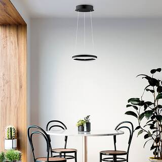 Eglo Tonarella 2-light Black and White Acrylic LED Single Pendant