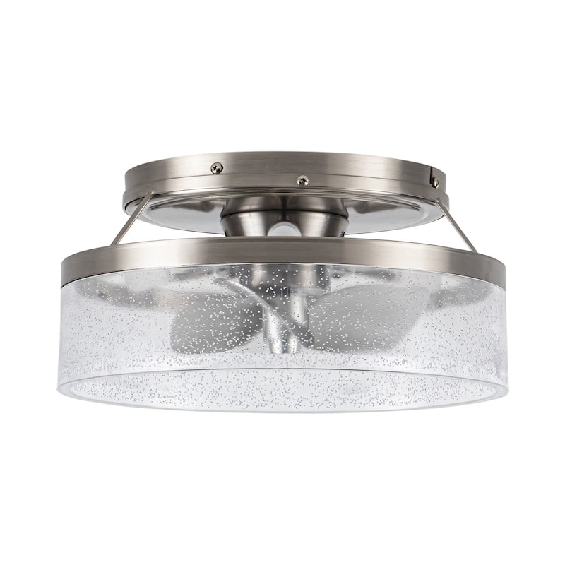 13" 3-Light Satin Nickel Flush Mount Ceiling Fan with Light