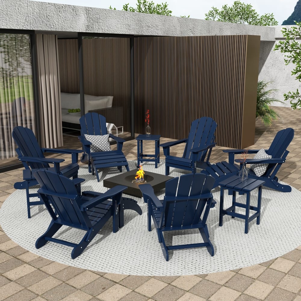 Laguna Hdpe All Weather Outdoor Patio Foldable Adirondack Chairs Conversation Set (12-Piece Set)