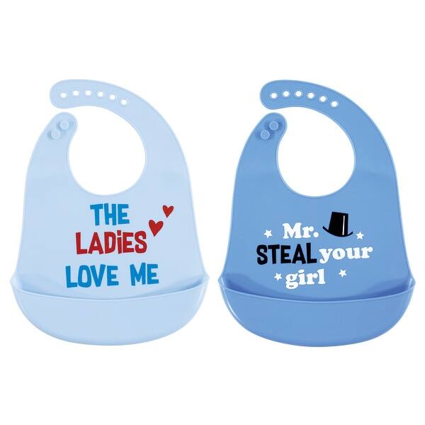 slide 1 of 1, Hudson Baby Infant Boy Silicone Bibs 2pk, Mr Steal Your Girl, One Size - Mr Steal Your Girl - One Size One Size - Mr Steal Your Girl