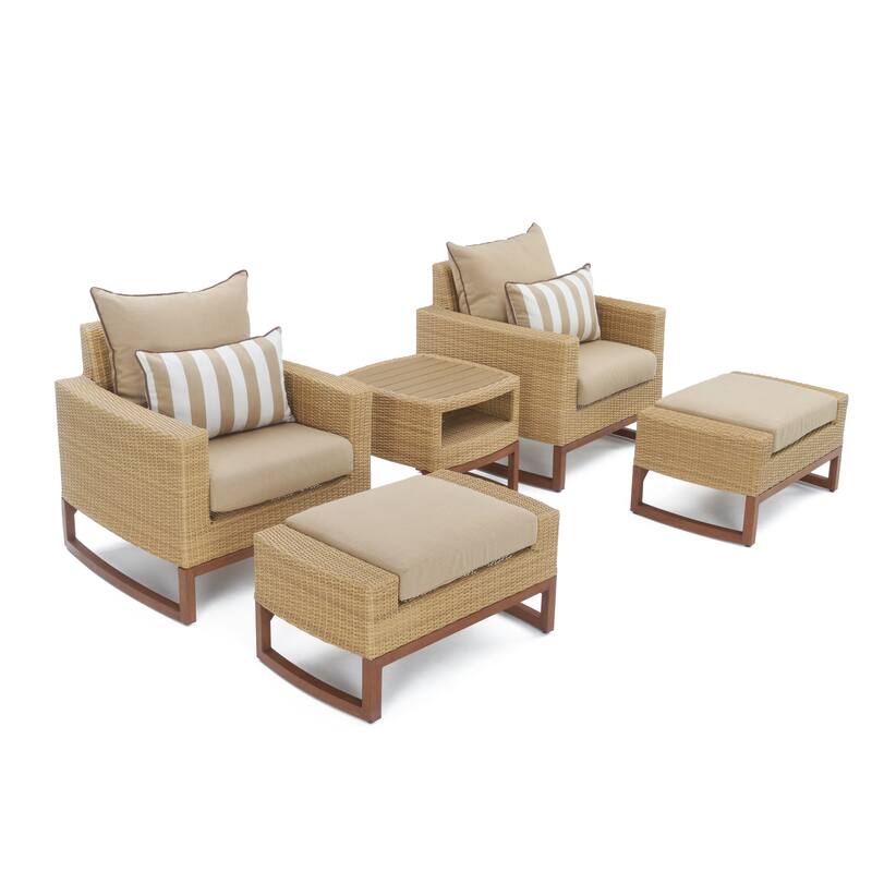 Mili 5 Piece Sunbrella Outdoor Patio Club Chair & Ottoman Set