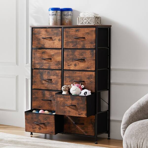 Tall Dresser Storage Tower with 10 Fabric Drawers, Grey, Black, Rustic Brown - Bed Bath & Beyond - 38980174 Tall Dresser Storage Tower with 10 Fabric Drawers, Grey, Black, Rustic Brown - Bed Bath & Beyond - 38980174