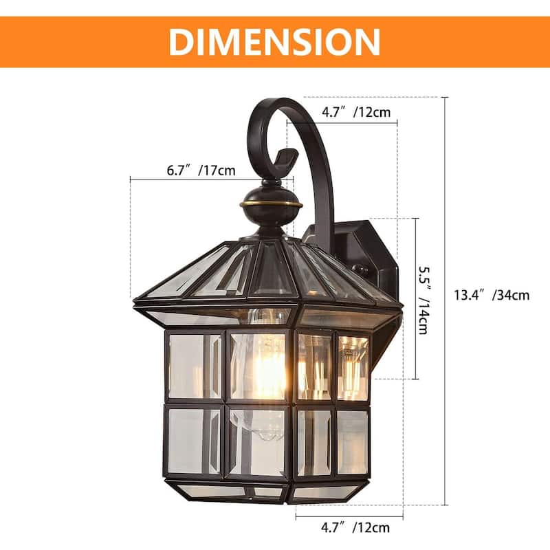 13.4 inch wall lights bronze mount light glass, copper porch light