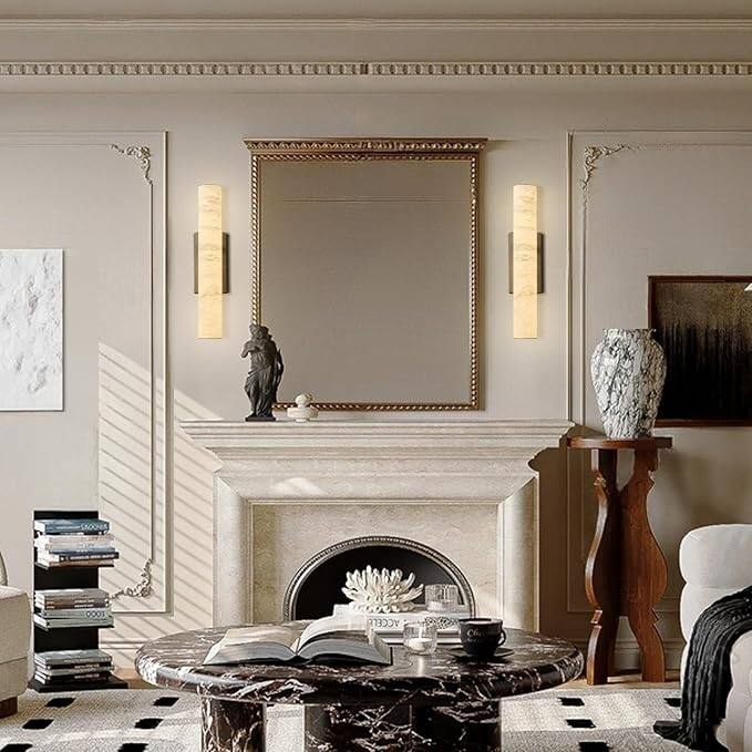 KAYLA 1-Light 20" Black LED Alabaster Wall Sconce