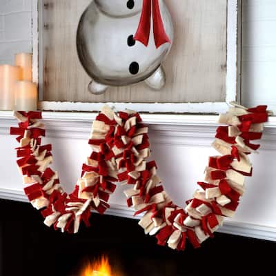 60" Felt Fabric Garland - Red White