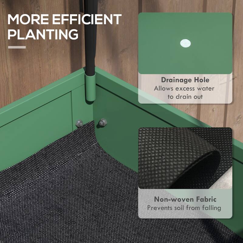 Outsunny Raised Garden Bed with Greenhouse Cover, Large Metal Outdoor Elevated Planter Box with Lockable Wheels