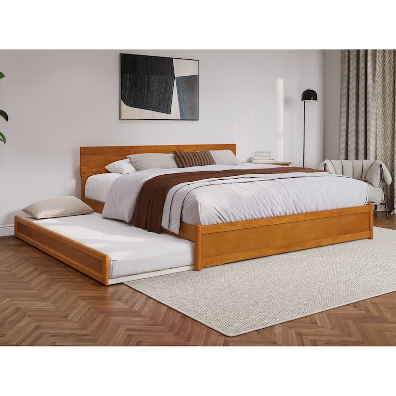 Wesley Platform Bed with Panel Footboard and Twin XL Trundle