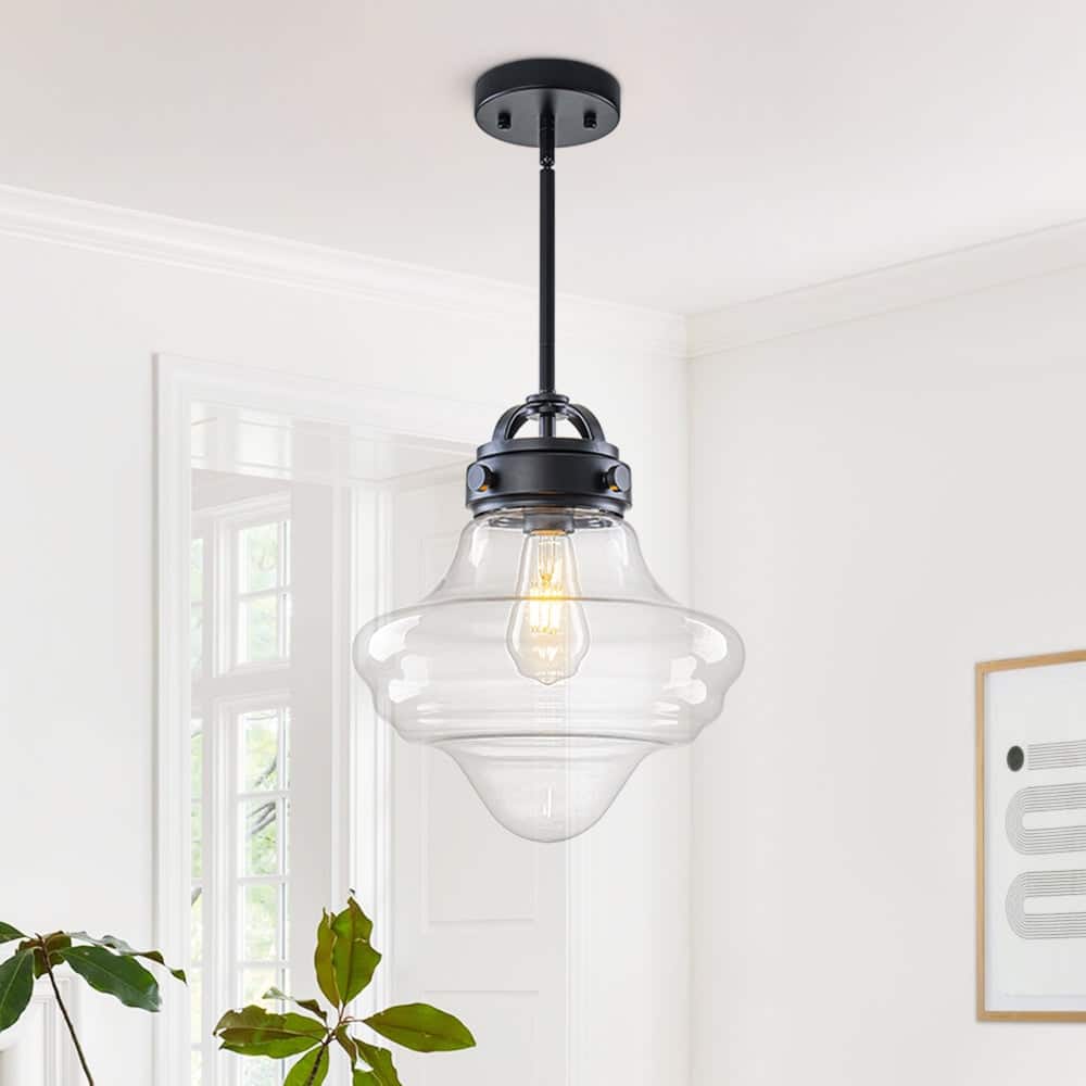 Sculptural Clear Glass Dimmable 1-Light Mini Kitchen Pendant - 11.8 in