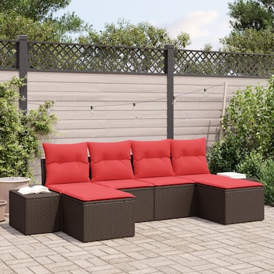 vidaXL 6 Piece Garden Sofa Set with Cushions - 115.7×46.1×27.2