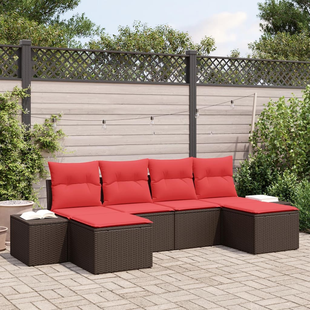 vidaXL 6 Piece Garden Sofa Set with Cushions - 115.7×46.1×27.2