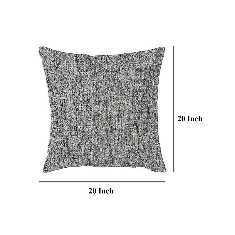 Square Accent Throw Pillow, 20 Inch, Woven Gray Polyester, Polyfill