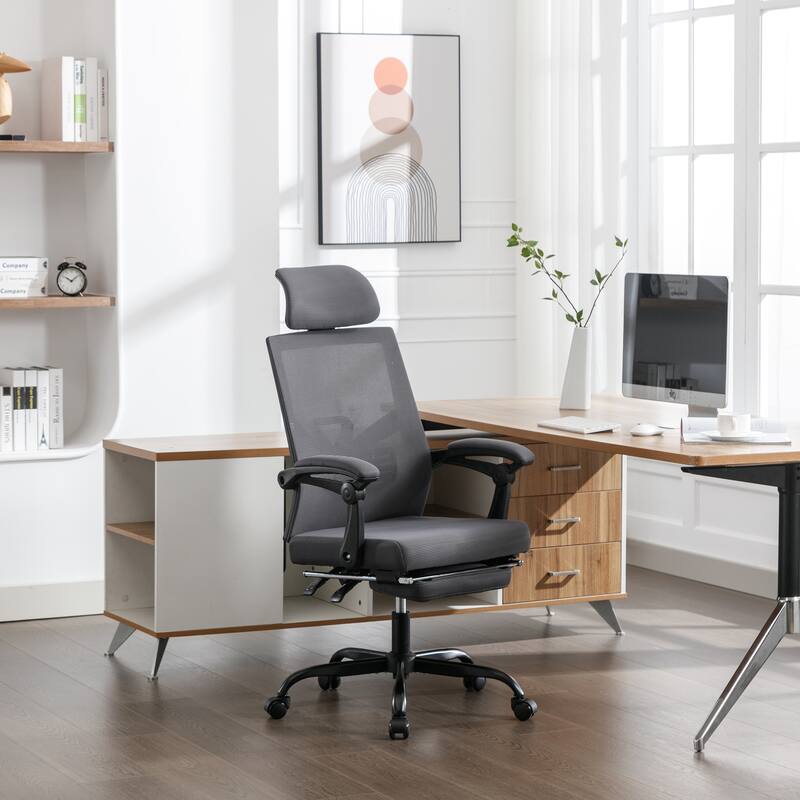 Ergonomic Mesh Office Chair with Adjustable Lumbar Support & Footrest