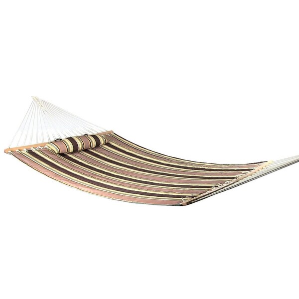 Sunnydaze 2-Person Quilted Hammock with Spreader Bars and Detachable Pillow