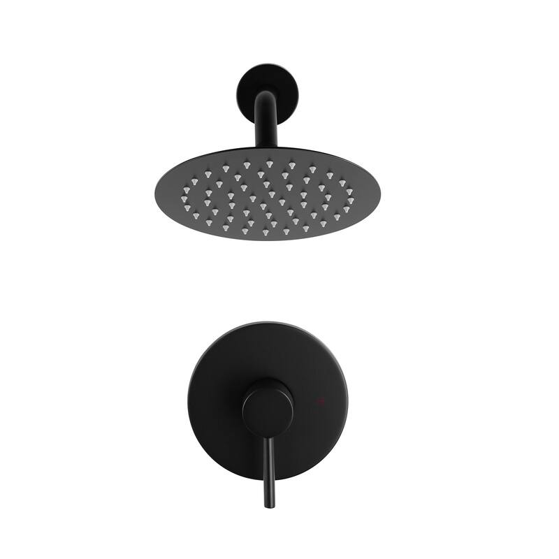 WOWOW Wall Mounted Bathroom Shower Faucet Valve Included - Matte Black