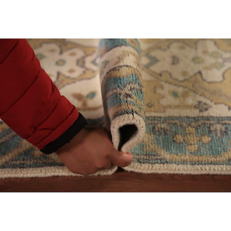 Oushak Oriental Runner Rug Hand-Knotted Floral Wool Carpet - 2'8" x 10'2"