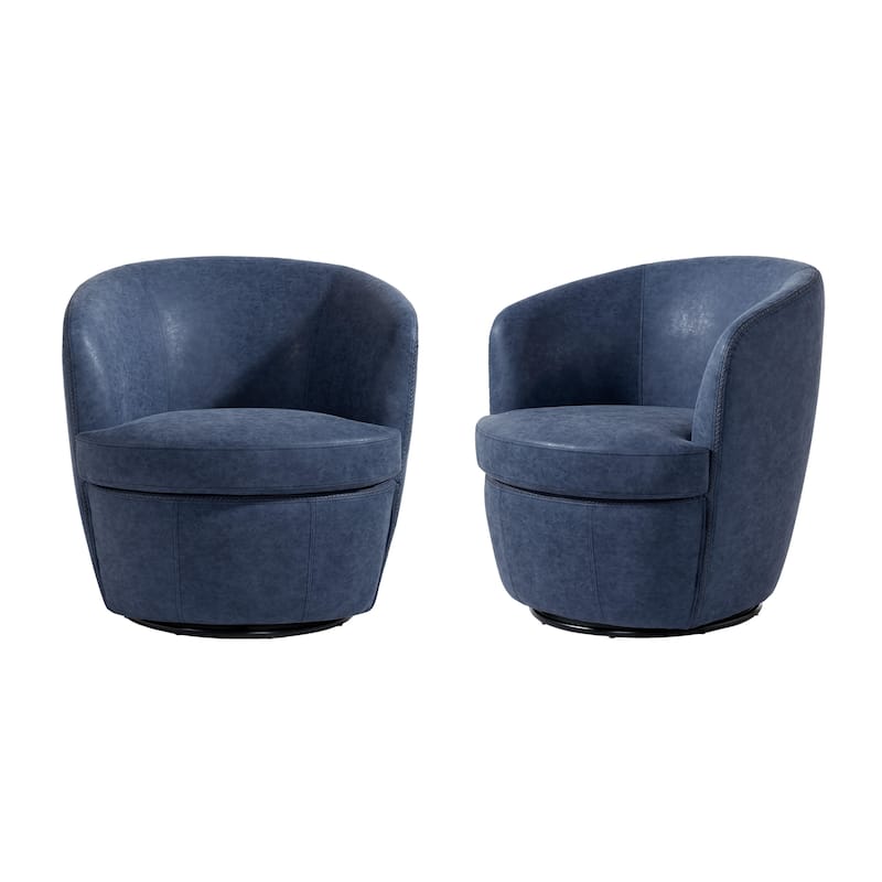 Modern Swivel Leather Accent Chair Upholstered Barrel Chair