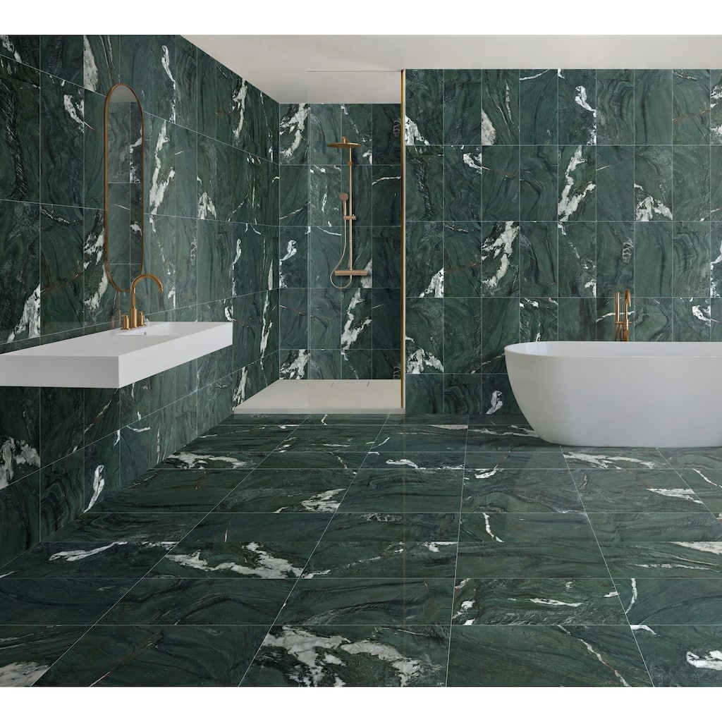 12*24 green natural marble, natural stone, genuine marble, real marble, for wall and floor, polished marble tile, 1 box 4 pcs