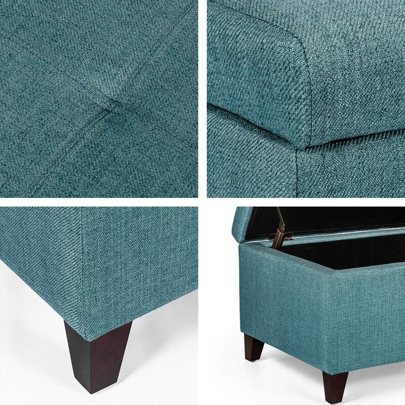Copper Grove Joaquin Turquoise Blue Fabric Storage Ottoman Bench