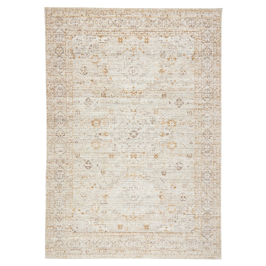 Terra by Obeetee Ava Rustic Border Ivory Rug