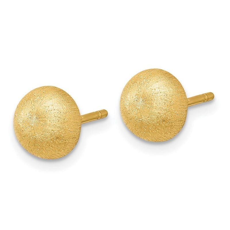 Curata 18k Yellow, White or Rose Gold Italian 8mm Textured Half Round Button Earrings