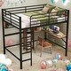 preview thumbnail 2 of 11, Modern Full Size Loft Bed With L -shaped Desk And Shelves,Metal&Wood for Bedroom