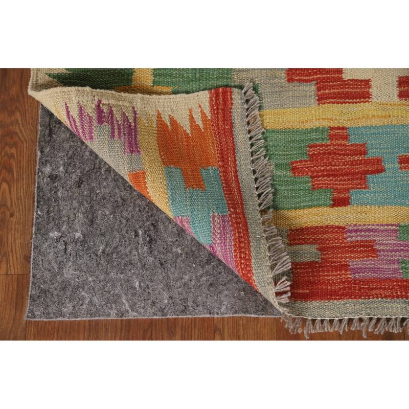 Reversible Kilim Oriental Area Rug Flatweave Wool Carpet - 3'3"x 5'1"