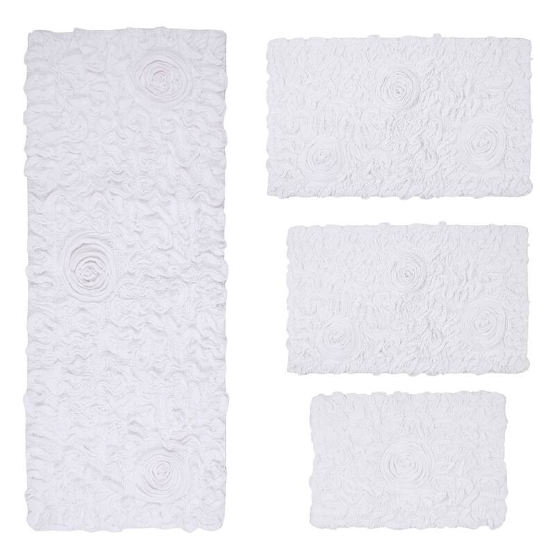 Home Weavers Modesto Collection 100% Cotton Bath Rug, Non-Slip Bath Rug, Extra Soft, Machine Wash, 4 Pcs Set with Runner