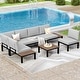 preview thumbnail 6 of 22, 10-Seat Patio Sectional sofa set, E-coating Steel frame Conversation Sets with Built-in Side Table , Grey Cushion