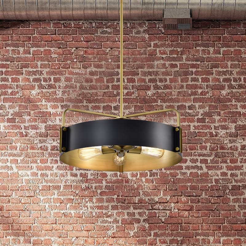 Altos 5 Light Large Pendant - Matte Black and Natural Brass Finish