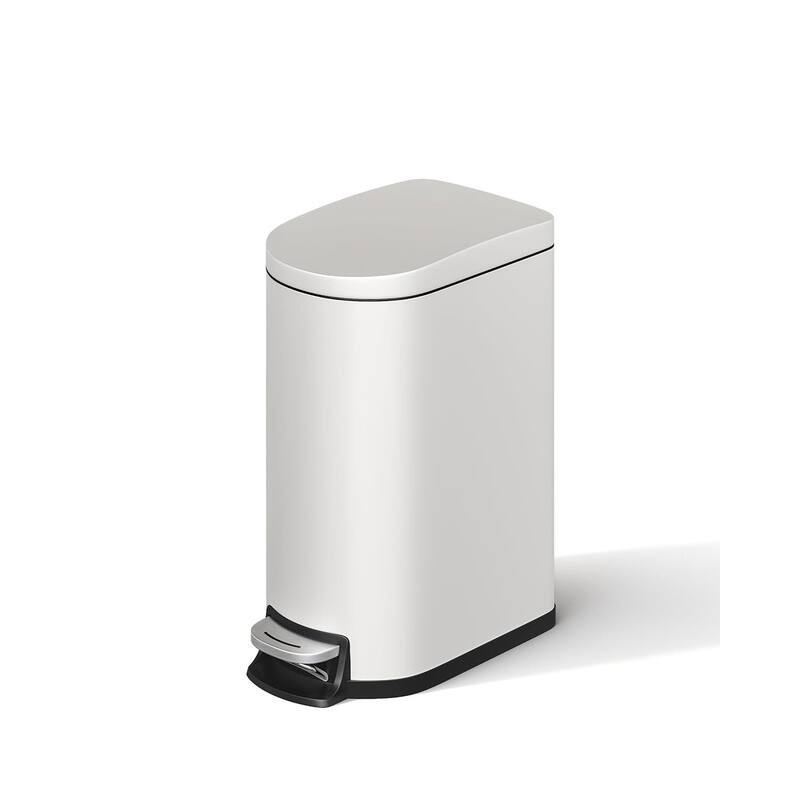 2.6 Gallon/10 Liter Slim Trash Can, Stainless Steel Garbage Bin with Removable Inner Bucket - White