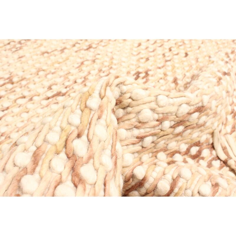 ECARPETGALLERY Braid weave Sienna Beige Wool Rug - 5'1 x 7'10