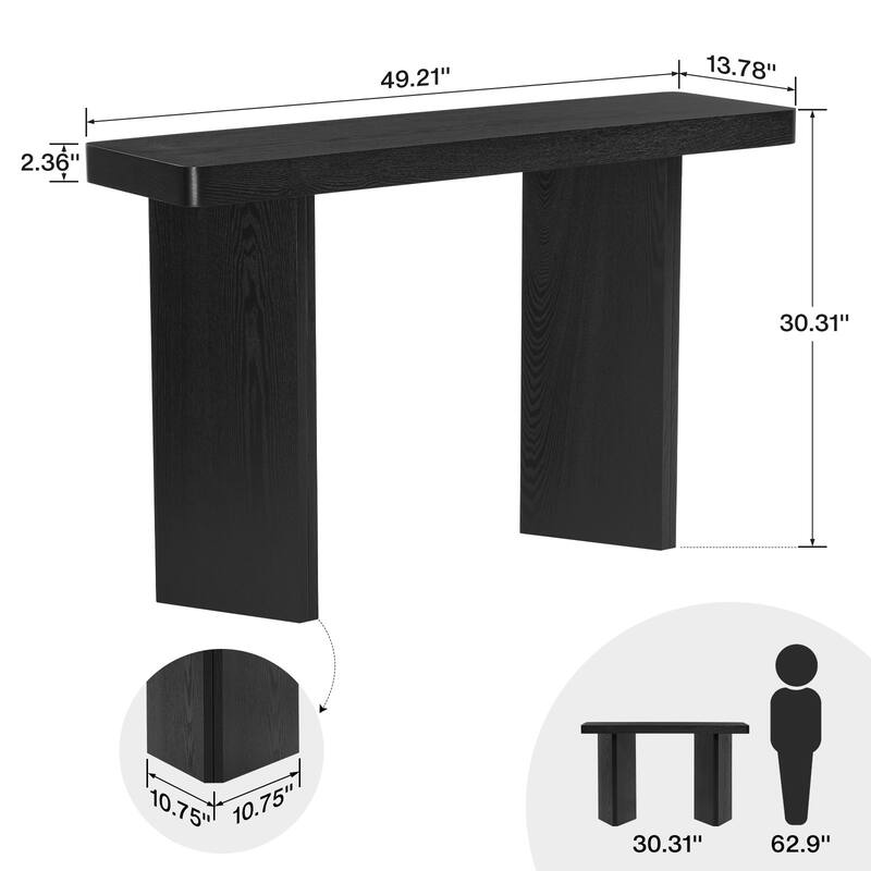 50" Modern Console Table Entryway Sofa Table with Solid Wood Veneer - 49.21"L x 13.78"W x 30.31"H