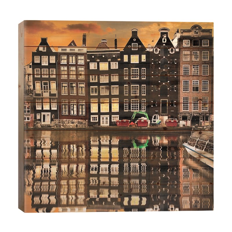 Amsterdam II Print On Wood by Enzo Romano - Multi-Color - 26x26x1.5