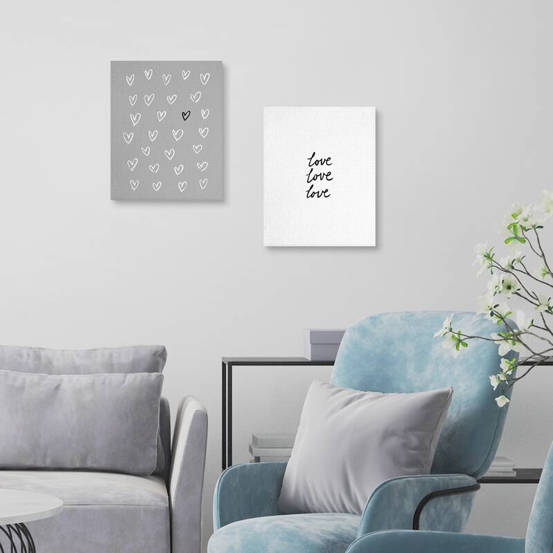 Little Hearts BW & Little Love BW Canvas Art Prints