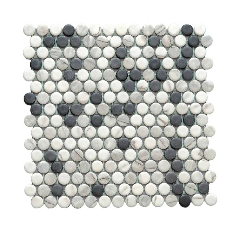 The Tile Life Eterna Penny 12x12 Round Glass Mosaic Floor, Wall & Backsplash Tile