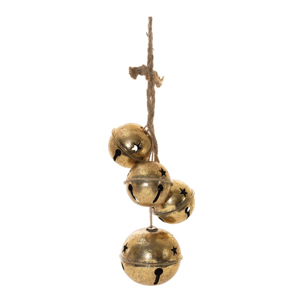 Sleigh Bell Cluster Christmas Ornaments - 16" - Gold - 2ct